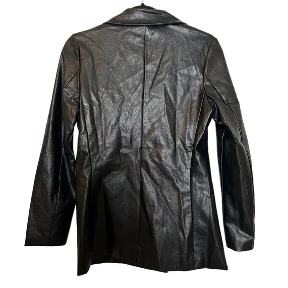 Princess Polly Ellen Faux Leather Fully Lined Black Blazer Sz. XS/S NWT - Picture 5 of 16